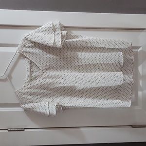 Pleione blouse, white with black spot pattern, size L